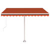 vidaXL Manual Retractable Awning with LED 300x250 cm Orange and Brown