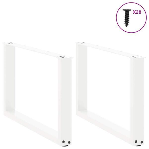 vidaXL Coffee Table Legs U-Shaped 2 pcs White 70x(42-43) cm Steel