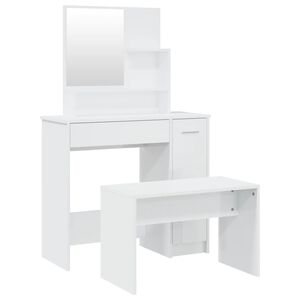 vidaXL Dressing Table Set High Gloss White 86.5x35x136 cm