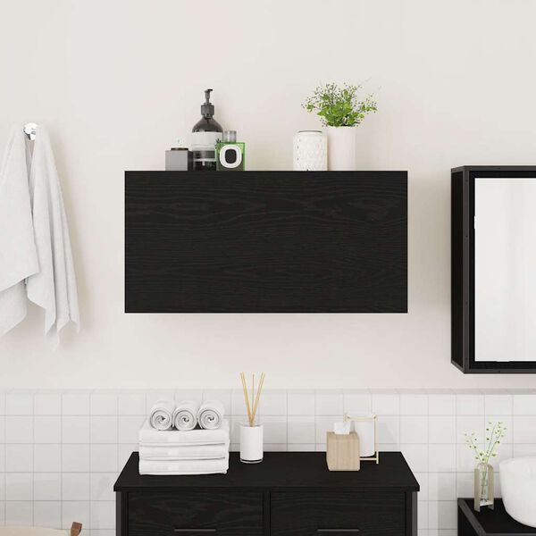 vidaXL Bathroom Wall Cabinet Black 80x25x40 cm Engineered Wood