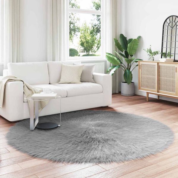 vidaXL Faux Sheepskin Rug Tafalla Grey &Oslash; 200 cm Polyester