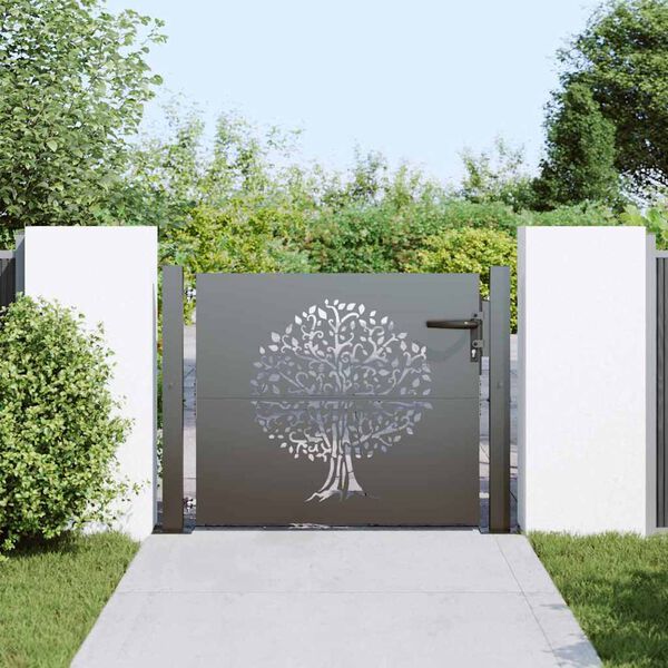 vidaXL Garden Gate with Lock Black 100 x 100 cm Powder-coated steel