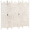 vidaXL Hand carved 5-Panel Room Divider White 200x165 cm Solid Mango Wood