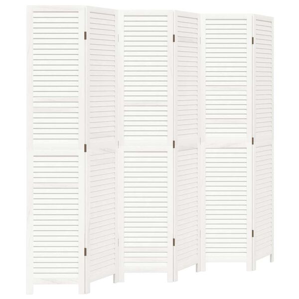vidaXL Room Divider&nbsp;6 Panels White Solid Wood Paulownia