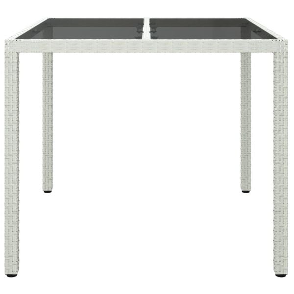 vidaXL Garden Table 90x90x75 cm Tempered Glass and Poly Rattan White