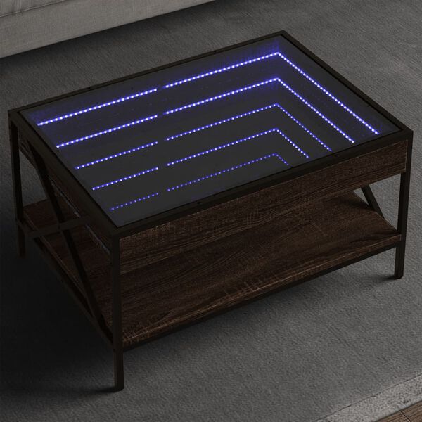 vidaXL Coffee Table with Infinity LED Brown Oak 70x50x38 cm