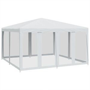 vidaXL Party Tent with 8 Mesh Sidewalls White 4x4 m HDPE