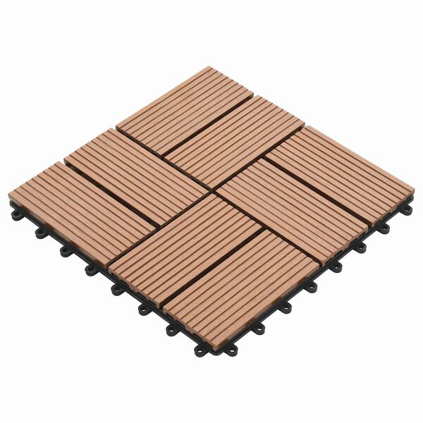 vidaXL Decking Tile 11 pcs Brown 30 x 30 cm WPC