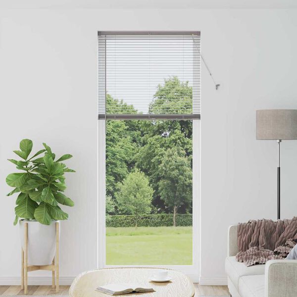 vidaXL Window Blind with Curtains Manual Silver Aluminium