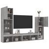 vidaXL 4 Piece TV Wall Units with LED Grey Sonoma Engineered Wood