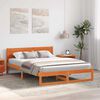 vidaXL Bed Frame with Headboard Wax Brown 160 x 200 cm Solid Pine Wood