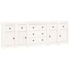 vidaXL Sideboard White 230x35x80 cm Solid Wood Pine