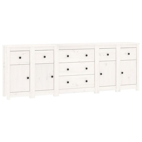 vidaXL Sideboard White 230x35x80 cm Solid Wood Pine