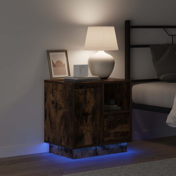 vidaXL Bedside Cabinet Smoked Oak 50 x 34.5 x 50 cm Engineered wood