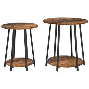 vidaXL Side Table Set with Shelf 2 pcs Old Wood and Black