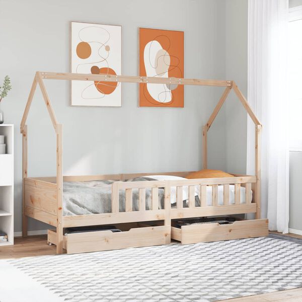 vidaXL Kids Bed Frame with Drawers without Mattress 80x200 cm Solid Wood