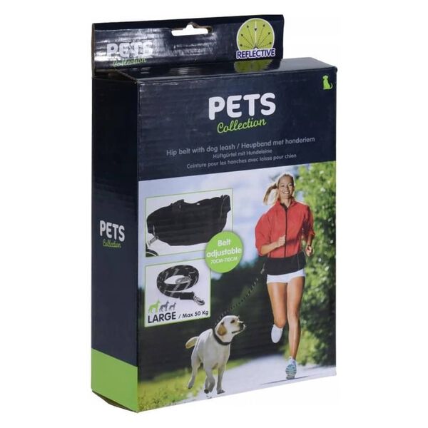 Pets Collection Dog Leash with Hip Band Large Black
