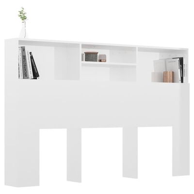 vidaXL Headboard Cabinet High Gloss White 160x19x103.5 cm