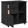 vidaXL Rolling Cabinet Black 63.5 x 39 x 65.5 cm Solid Pine Wood
