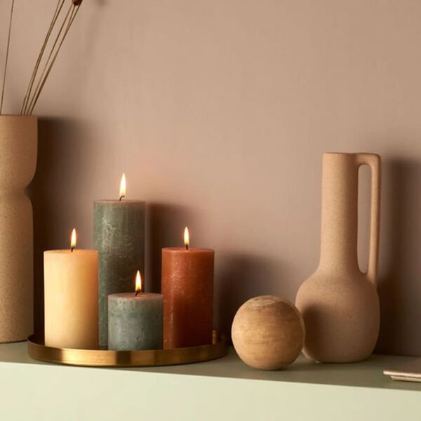 Bolsius Rustic Pillar Candles Shine 4 pcs 190x68 mm Fresh Olive