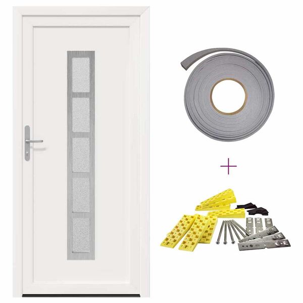 vidaXL Front Door White PVC