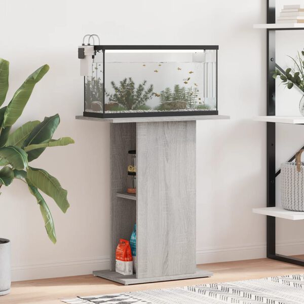 vidaXL Aquarium Stand Grey Sonoma 60.5x36x72.5 cm Engineered Wood