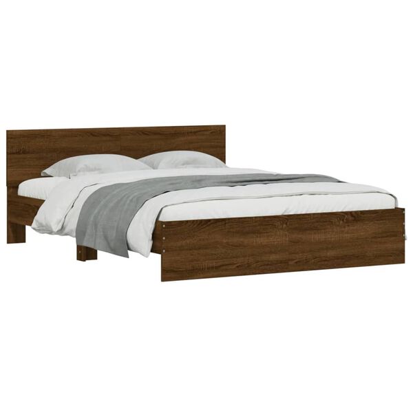 vidaXL Bed Frame without Mattress Brown Oak 140x190 cm