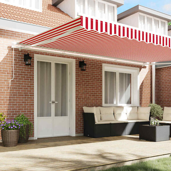 vidaXL Retractable Awning Retractable Red and White 500 x 350 cm