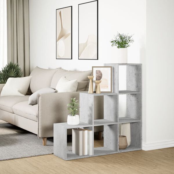 vidaXL Room Divider Bookcase&nbsp;3-Tier&nbsp;Concrete Grey 99x29x99 cm Engineered Wood