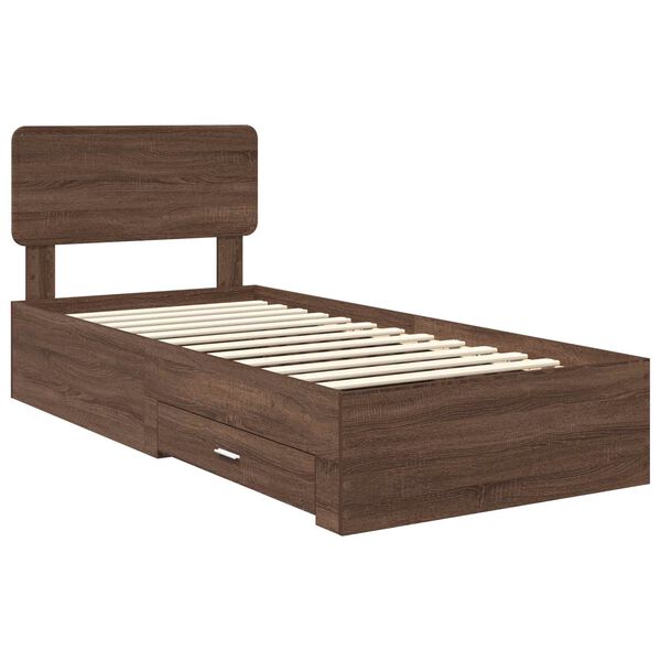 vidaXL Bed Frame with Headboard Brown Oak 100 x 200 cm Engineered Wood