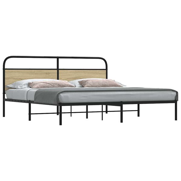 vidaXL Metal Bed Frame without Mattress Sonoma Oak 193x203 cm