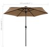 vidaXL Garden Parasol with LED Lights and Aluminium Pole 270 cm Taupe