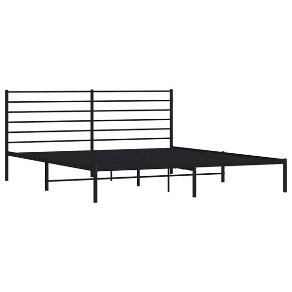 vidaXL Metal Bed Frame without Mattress with Headboard Black 193x203cm