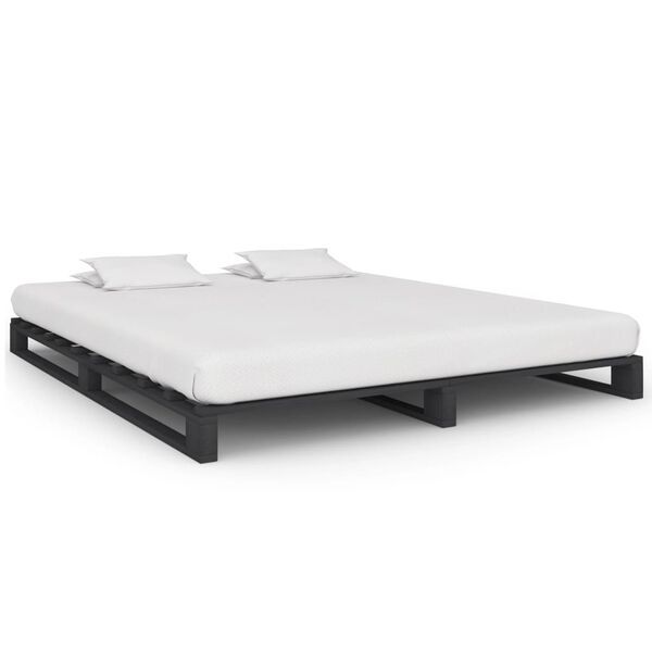 vidaXL Pallet Bed Frame without Mattress Grey 160x200cm Solid Wood