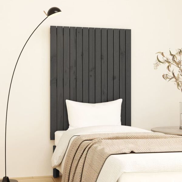 vidaXL Wall Headboard Grey 82.5x3x110 cm Solid Wood Pine