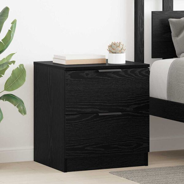 vidaXL Bedside Cabinet 2 pcs Black Oak 45 x 39 x 50cm Engineered Wood