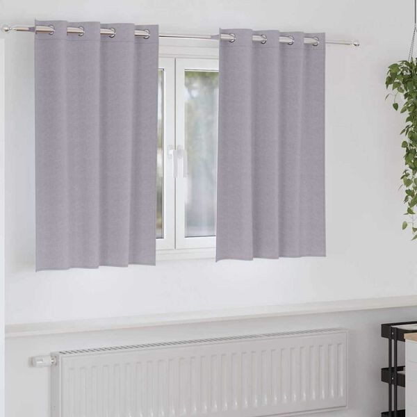 vidaXL Blackout Curtains with Rings 2 pcs Metal Grey 140 x 140 cm