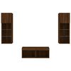 vidaXL 4 Piece TV Wall Cabinets with LED Lights Brown Oak