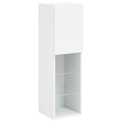 vidaXL TV Cabinets with LED Lights 2 pcs White 30.5x30x102 cm