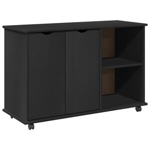 vidaXL Rolling Cabinet Black 100 x 39 x 65.5 cm Solid Pine Wood