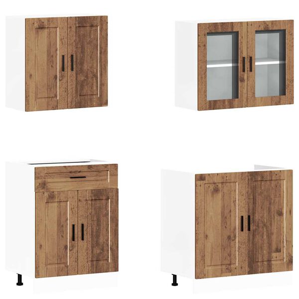 vidaXL 4 Piece Kitchen Cabinet Set Porto Old Wood Engineered Wood