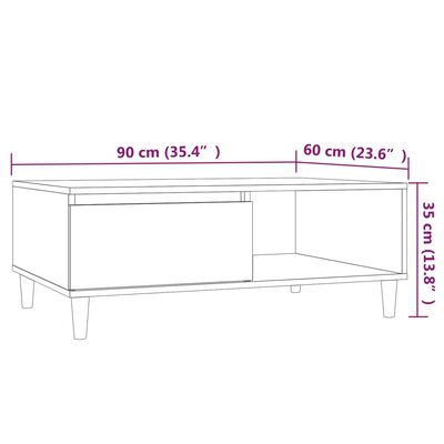 vidaXL Coffee Table Grey Sonoma 90x60x35 cm Engineered Wood