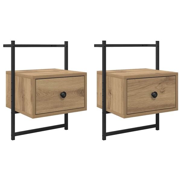 vidaXL Bedside Cabinet with Drawer 2 pcs Artisan Oak 35 x 30 x 51 cm