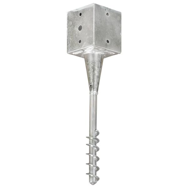 vidaXL Ground Spikes 2 pcs Silver 12x12x56 cm Galvanised Steel