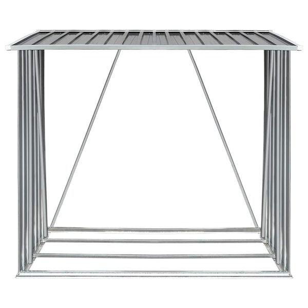 vidaXL Garden Log Storage Shed Galvanised Steel 163x83x154 cm Grey