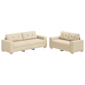vidaXL Sofa 2 pcs Cream 221 x 80 x 80 cm Fabric