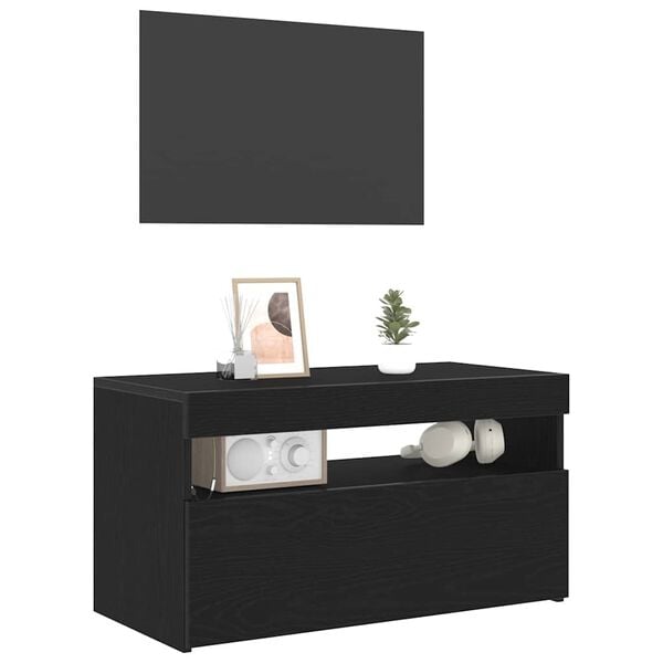 vidaXL TV Cabinet Black Oak 75 x 35 x 40 cm Engineered Wood