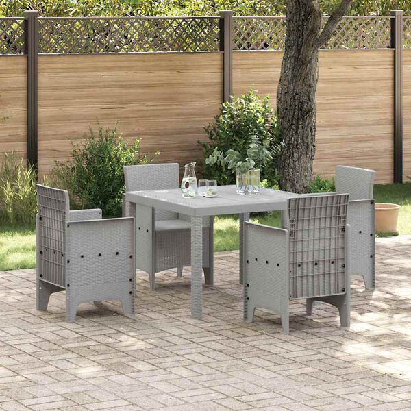 vidaXL Garden Dining Table Light Grey 100 x 100 x 73 cm Poly Rattan