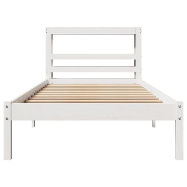 vidaXL Bed Frame without Mattress White 90x190 cm Single Solid Wood Pine