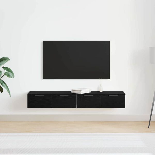 vidaXL Wall-mounted Cabinet 2 pcs Black Oak 68 x 30 x 20 cm